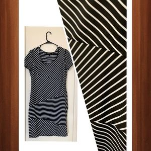 Midi black and white stripped dress